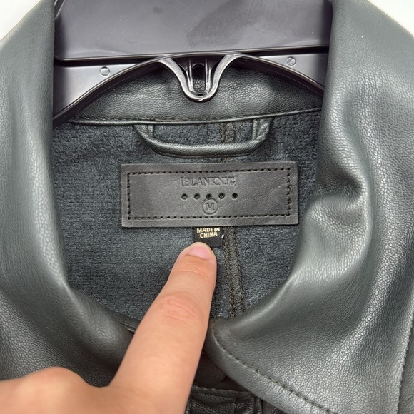 BlankNYC Dark Green Vegan Faux Leather Collar Shacket Jacket Waxed Finish SZ M - Picture 3 of 8